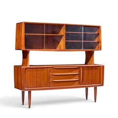 Hos Wulff Hos Wulff Mid Century Danish Teak Tambour Door Credenza and Hutch - 4739537