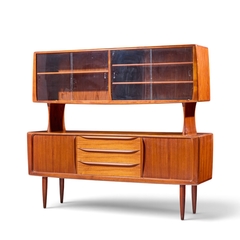 Hos Wulff Hos Wulff Mid Century Danish Teak Tambour Door Credenza and Hutch - 4739540