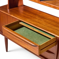 Hos Wulff Hos Wulff Mid Century Danish Teak Tambour Door Credenza and Hutch - 4739545