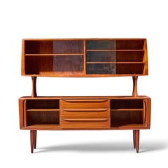 Hos Wulff Hos Wulff Mid Century Danish Teak Tambour Door Credenza and Hutch - 4739546