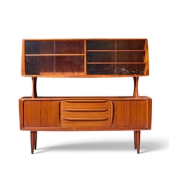 Hos Wulff Hos Wulff Mid Century Danish Teak Tambour Door Credenza and Hutch - 4739593