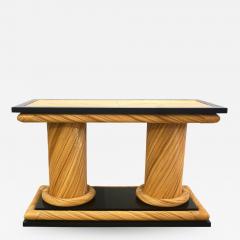 Howard Dilday 1970s Howard Dilday Organic Rattan Console Table with Black Lacquer Border - 1662240