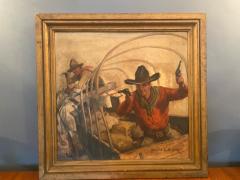 Howard Livingston Hastings GREAT COWBOYS WITH GUNS IN COVERED WAGON PAINTING BY HOWARD L HASTINGS - 2185727