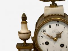 Hubert Sarton Style Louis XVI Porcelain Bronze Marble Mantle Clock 19th C  - 4096447