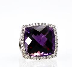 Huge Amethyst Ring 25 Carats w Diamond Border - 3698268