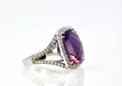 Huge Amethyst Ring 25 Carats w Diamond Border - 3698270