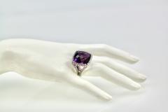 Huge Amethyst Ring 25 Carats w Diamond Border - 3698271