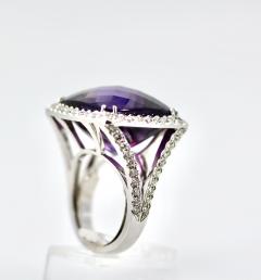 Huge Amethyst Ring 25 Carats w Diamond Border - 3698272