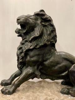 Huge Antique Bronze Lion Sculpture on a Stone Plinth by Merculiano - 2678570