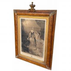 Huge Antique Queen Victoria Coronation Engraving Print in Royal Crown Frame - 4762730