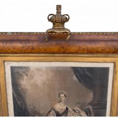 Huge Antique Queen Victoria Coronation Engraving Print in Royal Crown Frame - 4762731