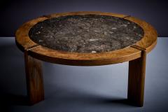 Huge Brutalist coffee Table with Slate top France 1960s - 3576309