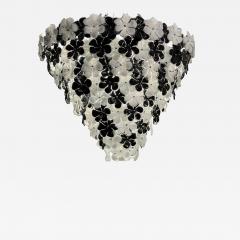 Huge Contemporary Black and White Flower Murano Glass Chandelier - 4003100