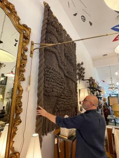 Huge Hand Woven Wool Wall Tapestry in Chocolate Charcoal Tone - 4636854