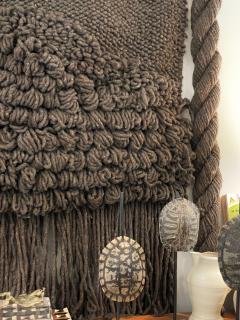 Huge Hand Woven Wool Wall Tapestry in Chocolate Charcoal Tone - 4636855