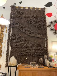 Huge Hand Woven Wool Wall Tapestry in Chocolate Charcoal Tone - 4636872