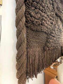 Huge Hand Woven Wool Wall Tapestry in Chocolate Charcoal Tone - 4636922