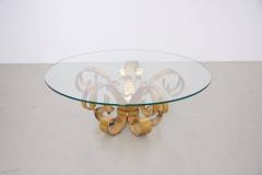 Huge Hollywood Regency Gilt Wrought Iron Italian Coffee Table with Glass Top - 546659