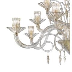 Huge Imperial Trasparent and Gold Rigadin Murano Glass Chandelier - 4566943