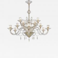 Huge Imperial Trasparent and Gold Rigadin Murano Glass Chandelier - 4567537