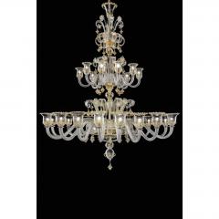 Huge Imperial Venetian Rigadin Murano Glass Chandelier With Gold Trimming - 4592147
