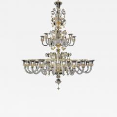 Huge Imperial Venetian Rigadin Murano Glass Chandelier With Gold Trimming - 4592472