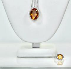 Huge Maderia Mixed Cut Citrine 20 Plus Carat Diamond Surround - 3461865