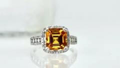 Huge Maderia Mixed Cut Citrine 20 Plus Carat Diamond Surround - 3461867