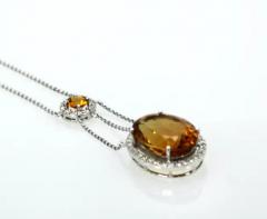 Huge Maderia Mixed Cut Citrine 20 Plus Carat Diamond Surround - 3461868