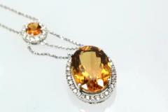 Huge Maderia Mixed Cut Citrine 20 Plus Carat Diamond Surround - 3461906