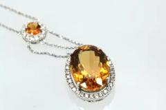 Huge Maderia Mixed Cut Citrine 20 Plus Carat Diamond Surround - 3461927