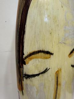 Huge Mexican Artist Yuri Zatarain Face Vase Painted on Both Sides Oleo Series - 4605979