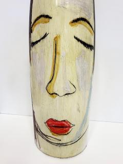 Huge Mexican Artist Yuri Zatarain Face Vase Painted on Both Sides Oleo Series - 4605984