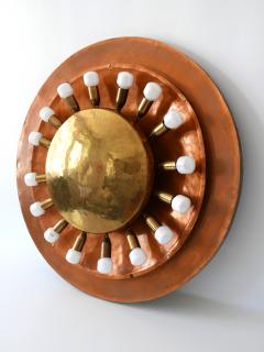 Huge Mid Century Modern Copper Brass Flush Mount or Wall Lamp Germany 1960s - 2066938