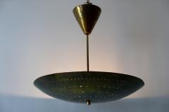Huge Mid Century Modern Perforated Brass Chandelier Pendant Lamp 1950s Germany - 1890142
