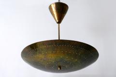 Huge Mid Century Modern Perforated Brass Chandelier Pendant Lamp 1950s Germany - 1890147