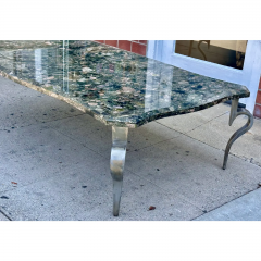 Huge Modern Designer Exotic Marble Top Steel Cocktail Coffee Table - 3747443