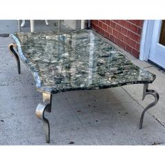 Huge Modern Designer Exotic Marble Top Steel Cocktail Coffee Table - 3747447