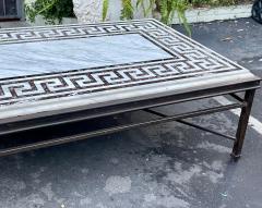 Huge Modern Greek Key Pierre Dura Inlaid Iron Coffee Table - 2270362