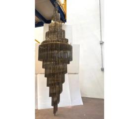 Huge Murano Glass Chandelier Quadriedro Fum Gold Twister - 4492997