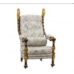 Huge Palace Throne Arm Chair W Carved Swan Head Finials - 4795156