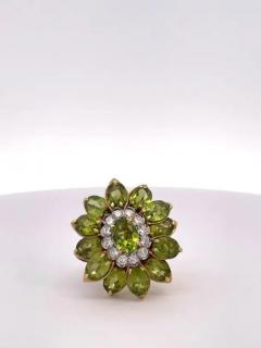 Huge Peridot Diamond Glamour Ring 14K - 3461989