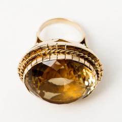 Huge Retro 99Ct Citrine Ring 1950s 14k Gold - 150388