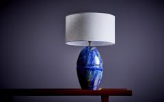 Huge Table Lamp in Blue Ceramic France 1960s - 3223035