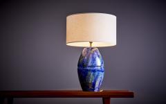 Huge Table Lamp in Blue Ceramic France 1960s - 3223036