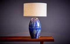 Huge Table Lamp in Blue Ceramic France 1960s - 3223038