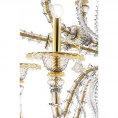 Huge Transparent and Gold Ca Rezzonico With Leaves Murano Glass Chandelier - 4592188
