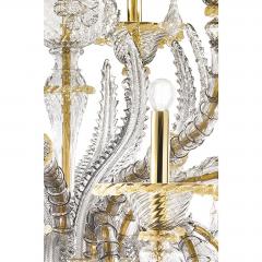 Huge Transparent and Gold Ca Rezzonico With Leaves Murano Glass Chandelier - 4592191