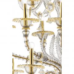 Huge Transparent and Gold Ca Rezzonico With Leaves Murano Glass Chandelier - 4592192