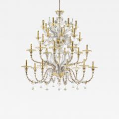 Huge Transparent and Gold Ca Rezzonico With Leaves Murano Glass Chandelier - 4592473